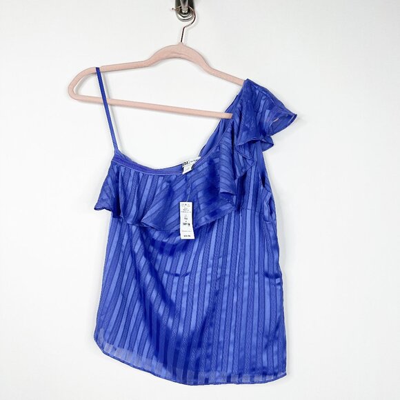 NWT White House Black Market Top 4 One Shoulder Flounce Sleeve Ruffle #WHBM2 - Picture 2 of 9